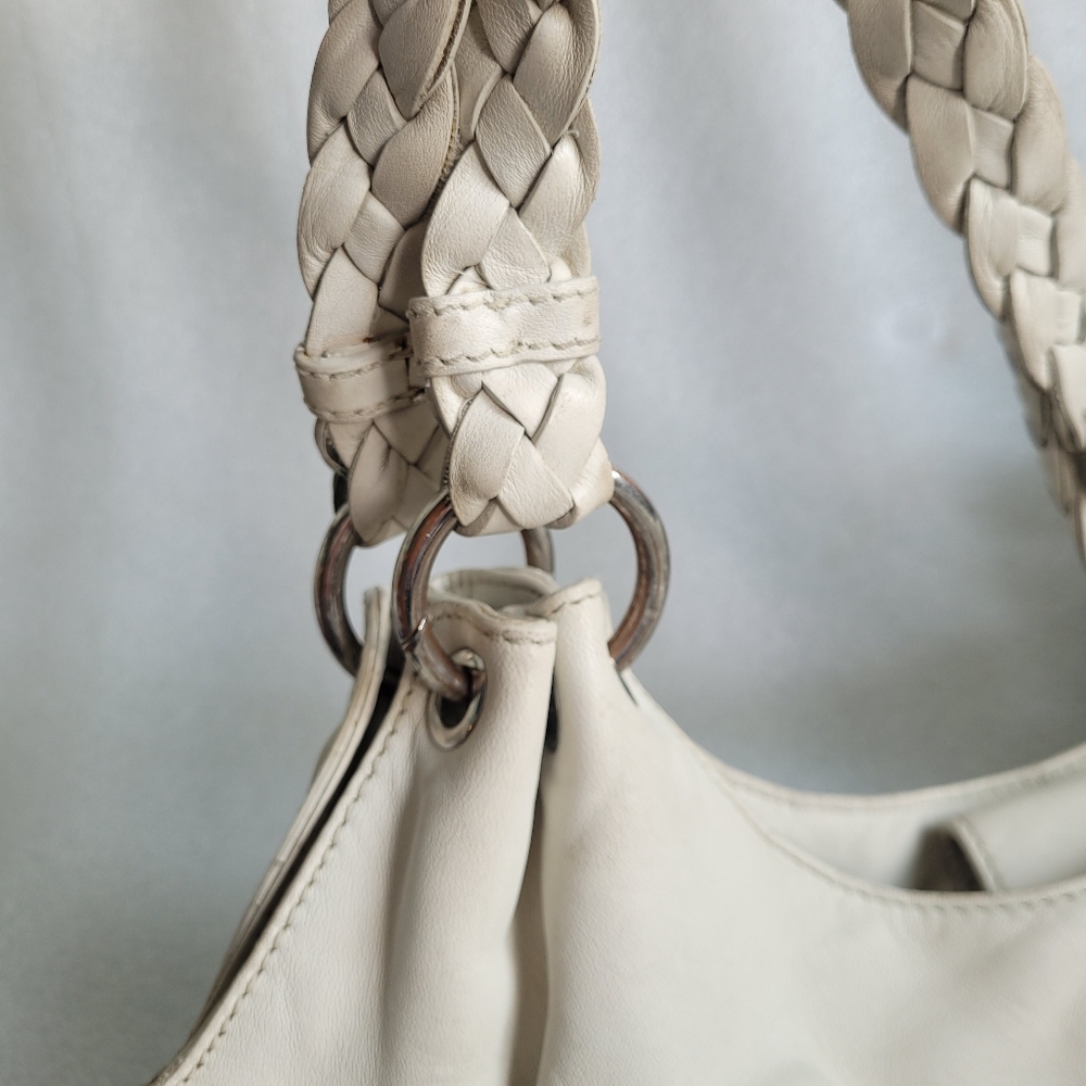 Michael Kors Camden Slouchy Leather Hobo Bag Braided Straps Off-White - Picture 7 of 16